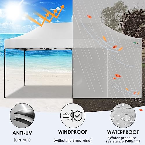 COBIZI 10x20 Heavy Duty Pop Up Canopy Tent with 6 Sidewalls, White A84790