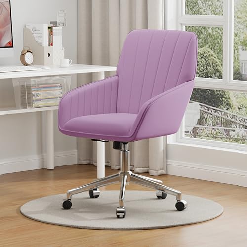 Velvet Home Office Chair with Gold Base, Swivel Desk Chair with Wheels (Cream) Z435471