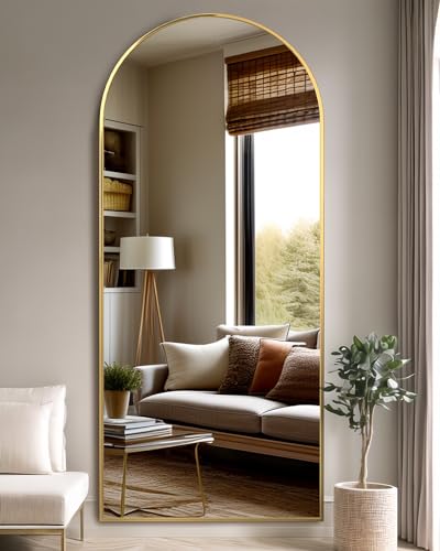 Arched Full Length Floor Mirror 76"x34" Black Freestanding I957