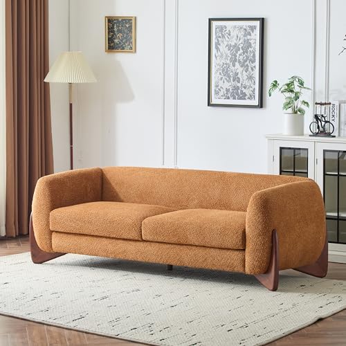 Christopher Knight Home Almab 82" Boucle 3-Seater Sofa, Wood Frame, Caramel Brown L227