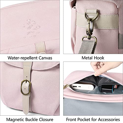 BAGSMART Canvas Crossbody Camera Bag with Rain Cover, Khaki U43920