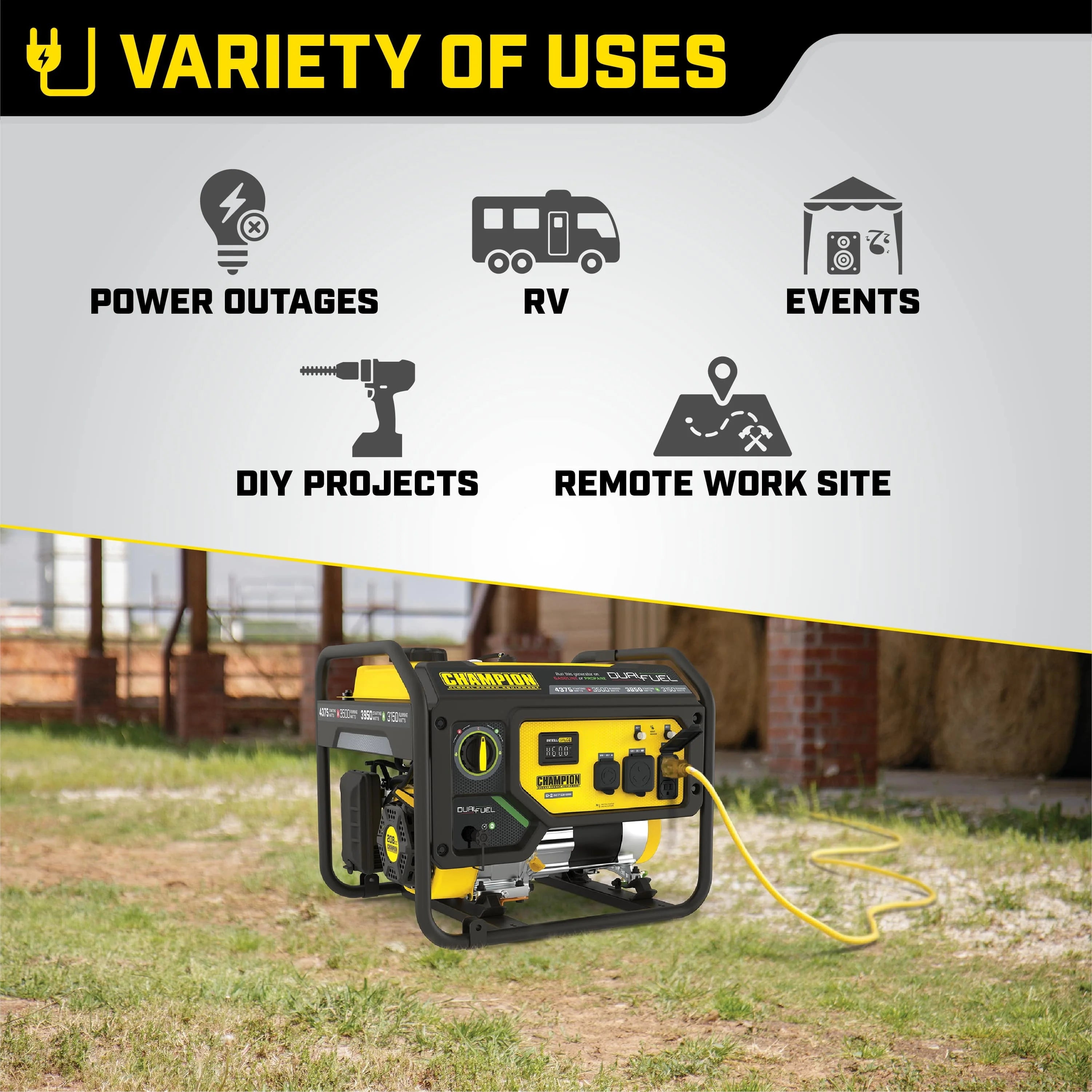 Champion Power Equipment 3500 Watt Dual Fuel Portable Generator R169158