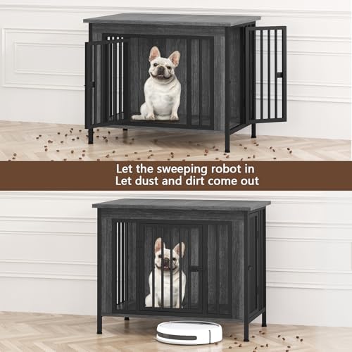 EasyCom XL Wooden Dog Crate Furniture for Medium and Large Breeds, 2 Doors A673