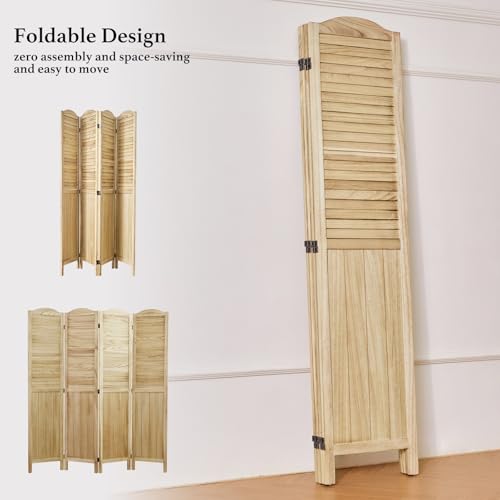 Room Partitions and Dividers, 5.6 Ft Tall Folding Wood Screen, 4 Panels S6959