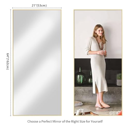 Koonmi Large Full Length Mirror with Stand, Aluminum Alloy Frame, Black G7504