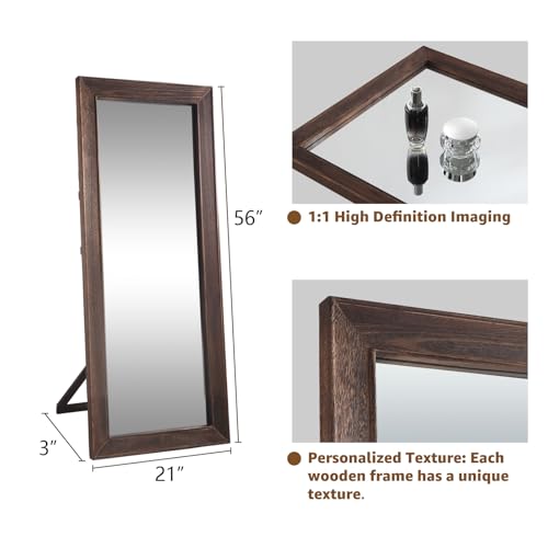 MELOMOIR Rustic Farmhouse Full Length Mirror 64"x21" Wood Frame Floor Mirror U91698