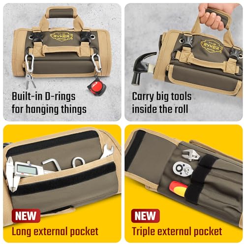 Ryker Roll Up Tool Bag Organizer with Detachable Pouches O5686