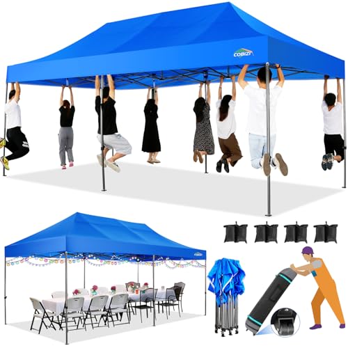 COBIZI 10x20 Heavy Duty Pop Up Canopy Tent with 6 Sidewalls, White A84790