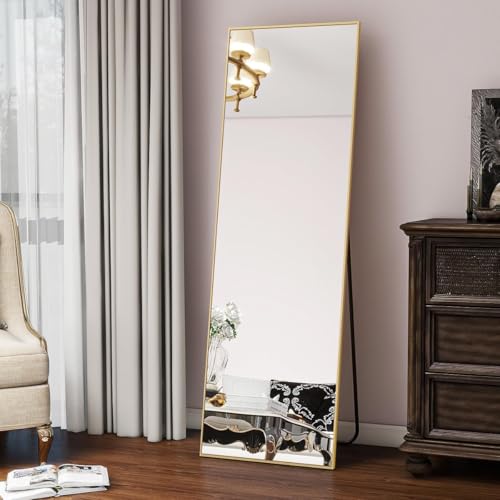 Koonmi Large Full Length Mirror with Stand, Aluminum Alloy Frame, Black G7504