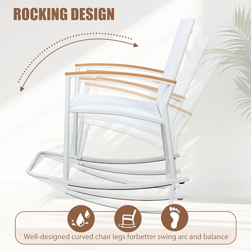 Shintenchi 3 Piece Outdoor Rocking Bistro Set with Table, Black R7367