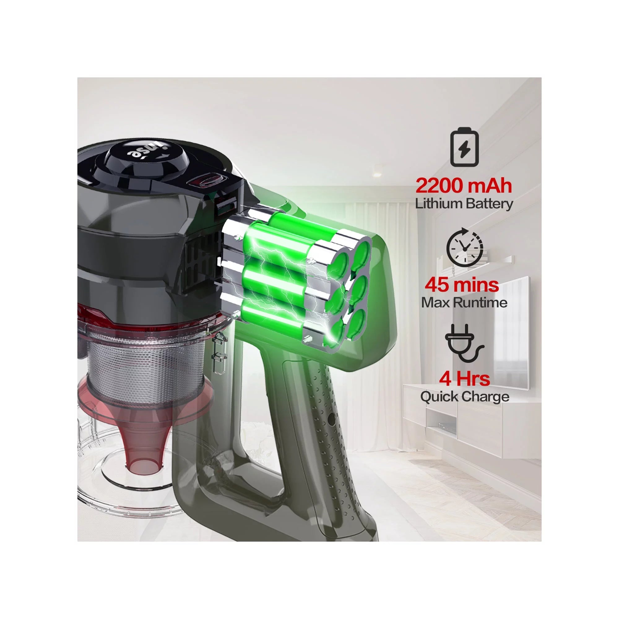 INSE Cordless Vacuum Cleaner, 6-in-1 Rechargeable Stick Vacuum for Home C315