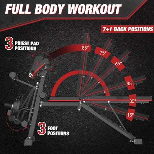Adjustable Weight Bench for Home Gym, 800 LB Incline Decline Strength Training R306107