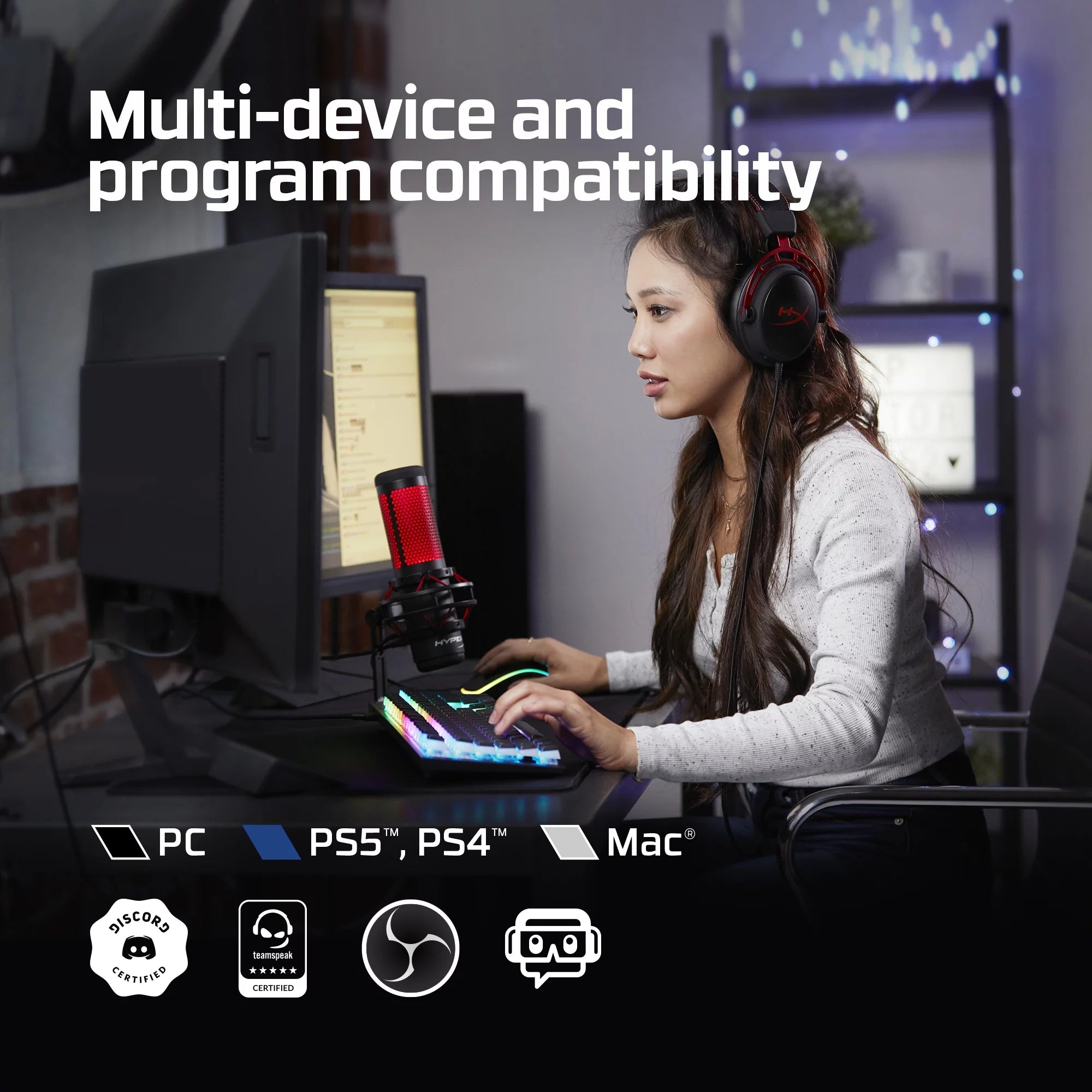 HyperX QuadCast USB Condenser Gaming Microphone for PC, PS4, PS5 and Mac A393077