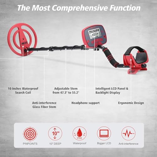 PANCKY Metal Detector for Adults Waterproof with LCD Display, 10" Coil, PK0075 H43777