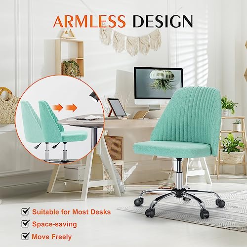 Sweetcrispy Armless Office Chair with Wheels, Adjustable Swivel Task Chair S259576
