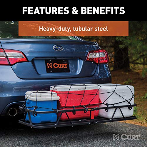 CURT 18145 48 x 20-Inch Hitch Cargo Carrier, 500 lbs Capacity, Black Steel Y515326
