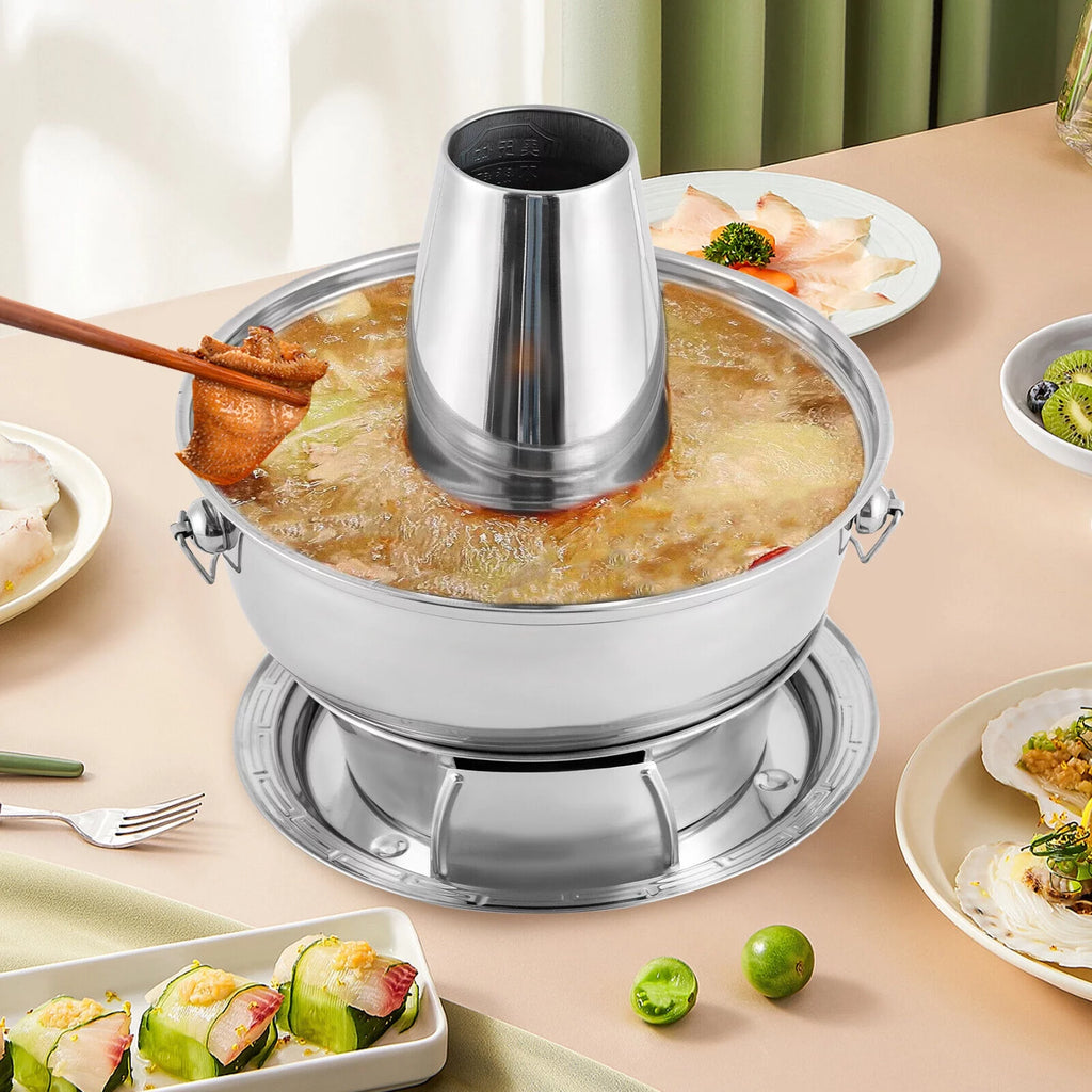 LKS-8380 Chinese Style Stainless Steel Shabu Hot Pot 1.9QT A669437