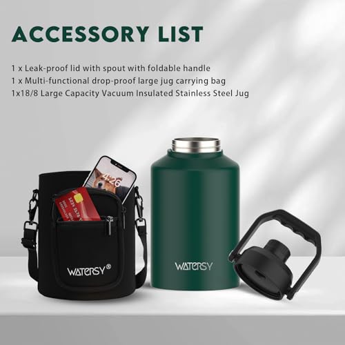 128oz Insulated Stainless Steel Water Bottle with Handle, Black W803