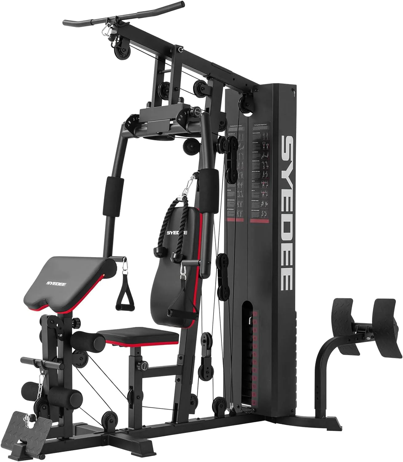 Syedee Home Gym Station, Workout Station with 150LBS Weight Stack, Home Gym Equipment for All Body Training.
