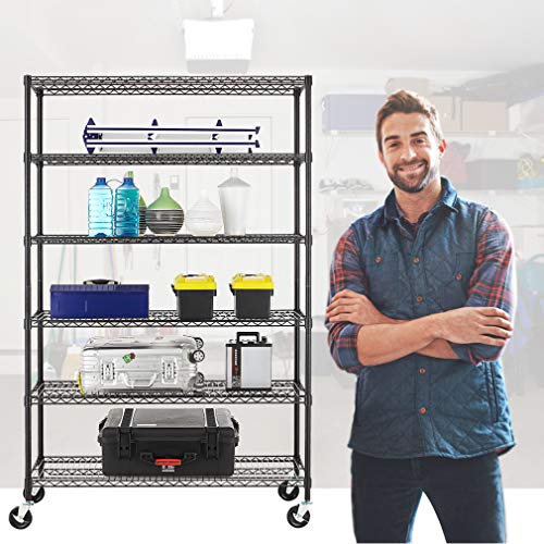 4 Tier NSF Wire Shelving Unit Heavy Duty Steel Storage Rack, Black X19089