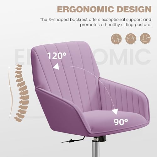 Velvet Home Office Chair with Gold Base, Swivel Desk Chair with Wheels (Cream) Z435471