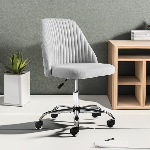Sweetcrispy Armless Office Chair with Wheels, Adjustable Swivel Task Chair S259576