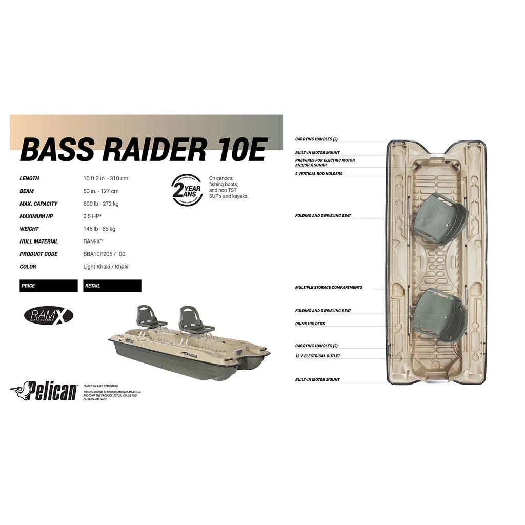 Pelican Bass Raider 10 ft 2-Person Fishing Boat R2573
