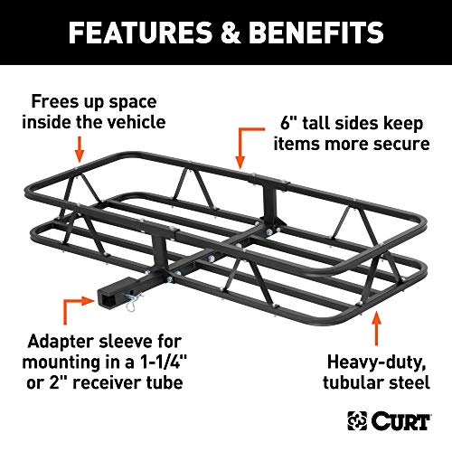 CURT 18145 48 x 20-Inch Hitch Cargo Carrier, 500 lbs Capacity, Black Steel Y515326