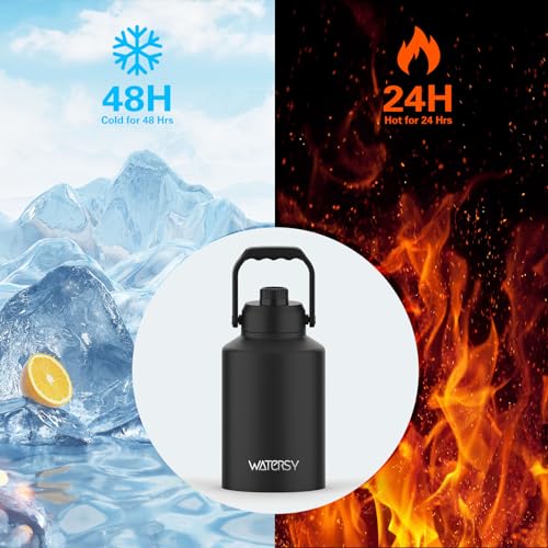 128oz Insulated Stainless Steel Water Bottle with Handle, Black W803