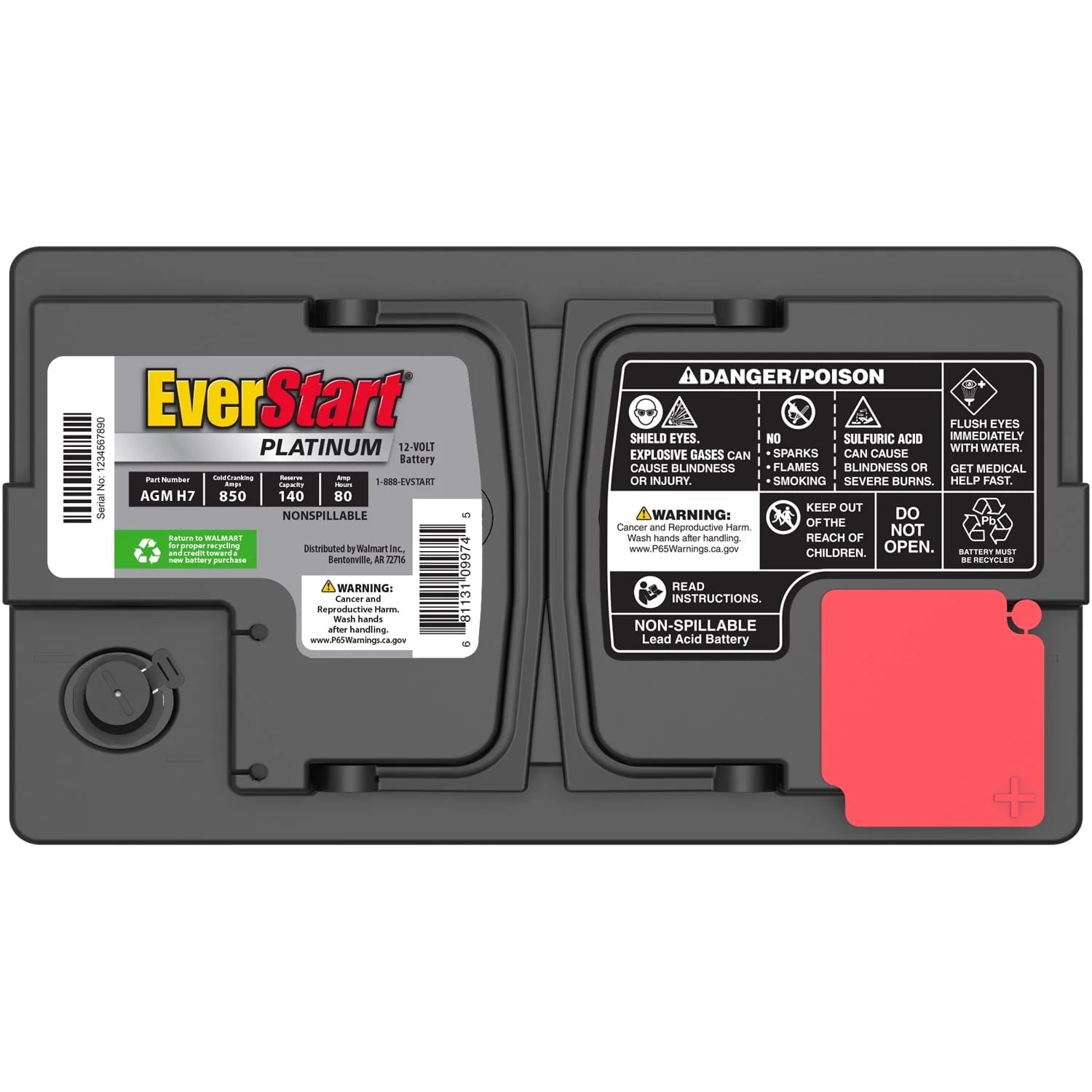 EverStart Platinum AGM Automotive Battery Group Size H7 12V 800 CCA A393