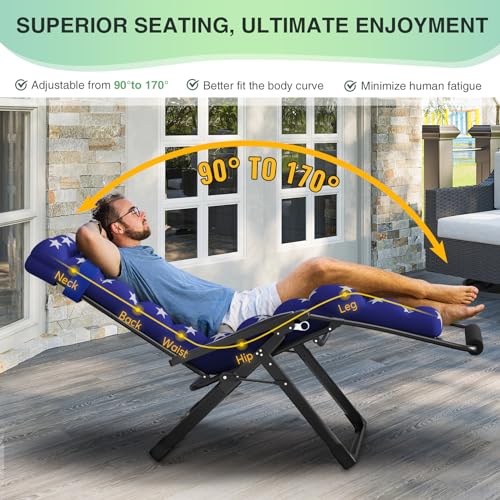 Suteck Zero Gravity Chair Reclining Camping Lounge with Removable Cushion and Cup Holder Z41184