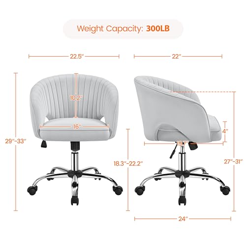 Yaheetech Velvet Vanity Chair with Wheels for Bedroom Cream U9976