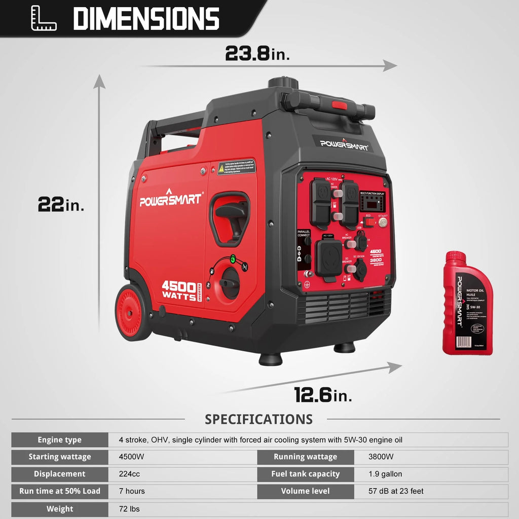 PowerSmart 4500W Portable Inverter Generator with Electric Start Q746