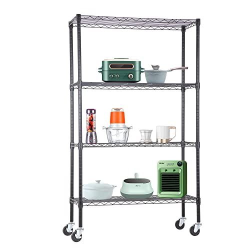 4 Tier NSF Wire Shelving Unit Heavy Duty Steel Storage Rack, Black X19089