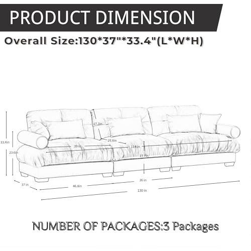 130" Modular Sectional Sofa with Movable Ottoman, Velvet Upholstered, Green Y4976