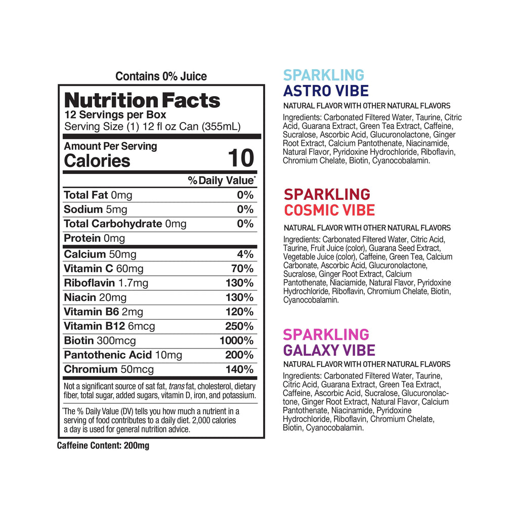 CELSIUS Sparkling Space Variety Pack, Functional Energy Drink, 12 fl oz, 12-Pack T823