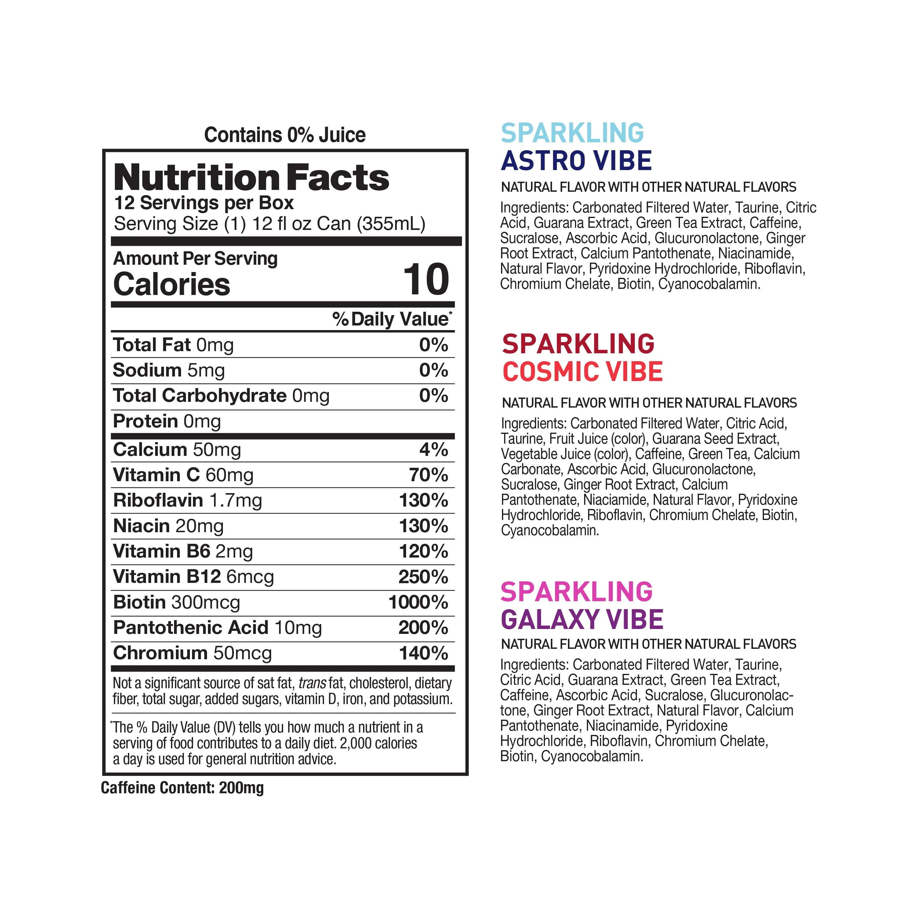 CELSIUS Sparkling Space Variety Pack, Functional Energy Drink, 12 fl oz, 12-Pack T823