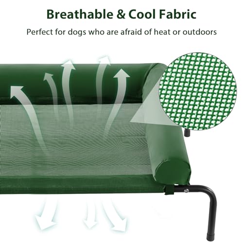 Cooling Elevated Dog Bed for Large Dogs, Waterproof Raised Cot with Headrest, Grey W43220