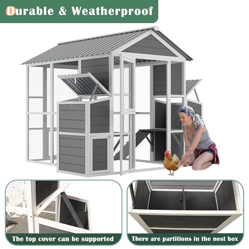 Outdoor Wooden Chicken Coop for 10 Chickens with Nesting Boxes and Run Z147