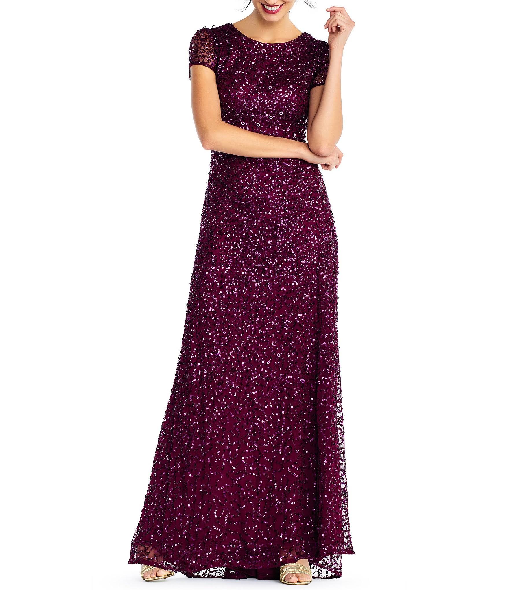 Adrianna Papell Scoop Back Sequin Gown, Blush, Size 2 B249808