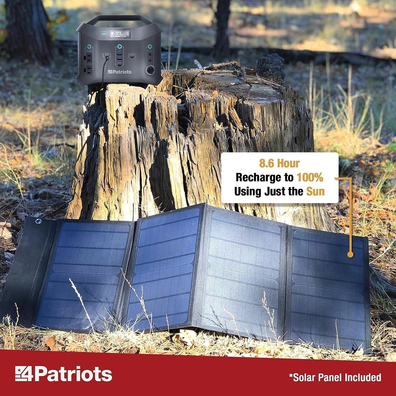 4Patriots Patriot Power Sidekick Solar Generator 300Wh Portable Power Station with 40W Solar Panel X245