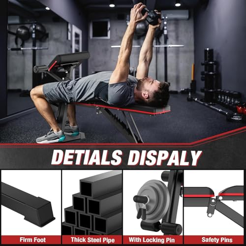 Adjustable Weight Bench for Home Gym, 800 LB Incline Decline Strength Training R306107