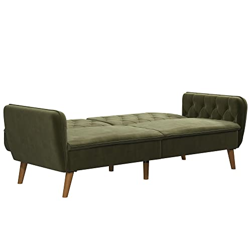 Novogratz Tallulah Memory Foam Futon Convertible Couch, Camel Faux Leather F5939