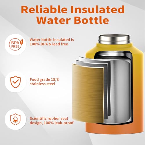 128oz Insulated Stainless Steel Water Bottle with Handle, Black W803