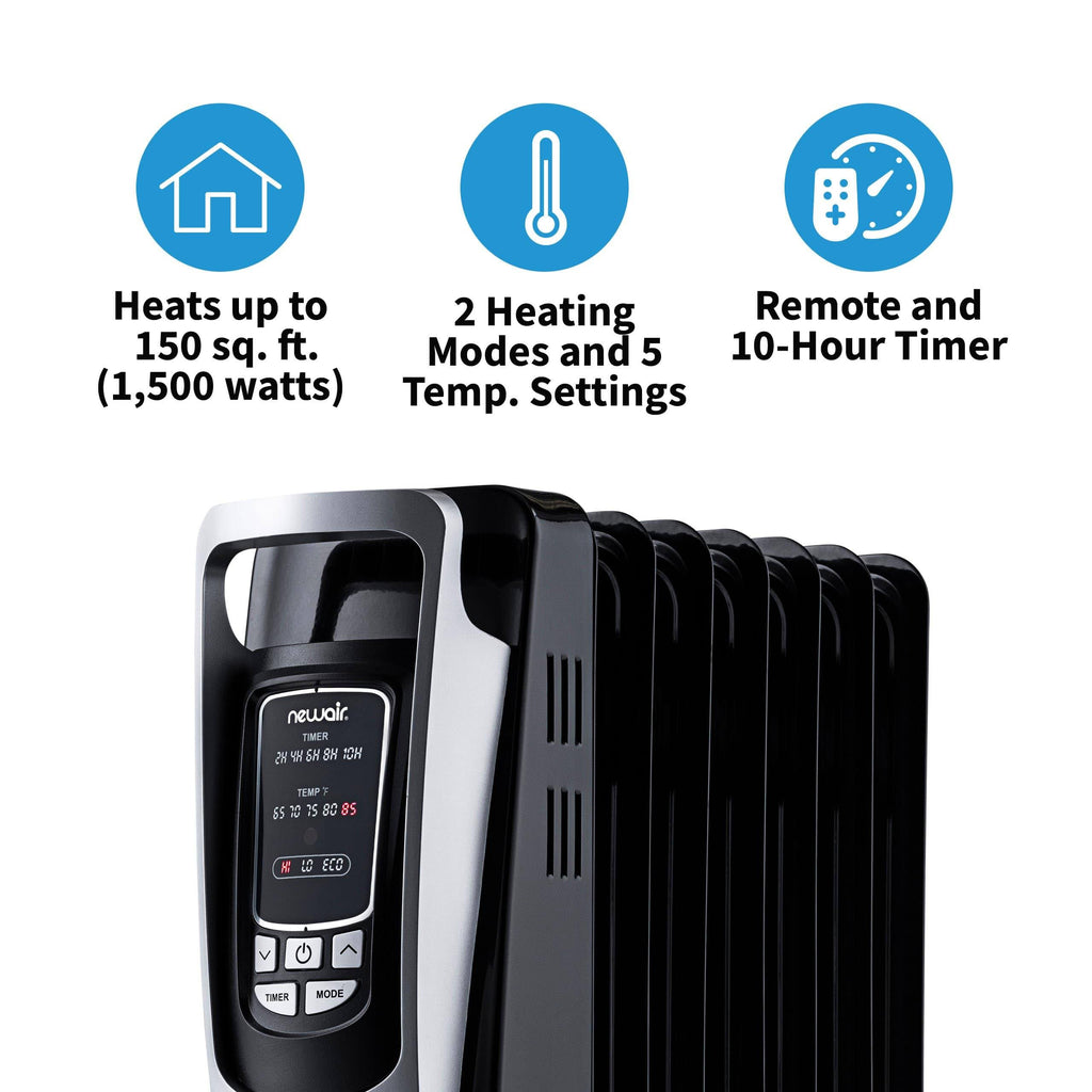 NewAir AH-450B Electric Oil-Filled Radiator Heater, Black Z5936
