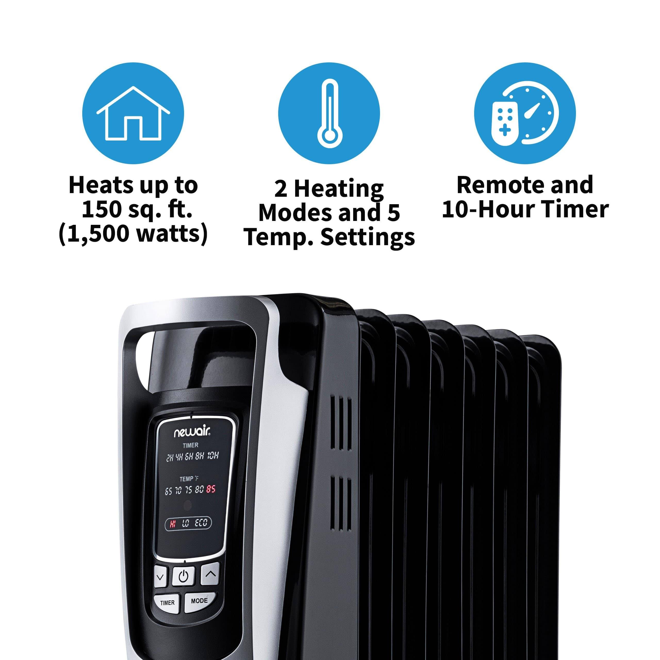 NewAir AH-450B Electric Oil-Filled Radiator Heater, Black Z5936