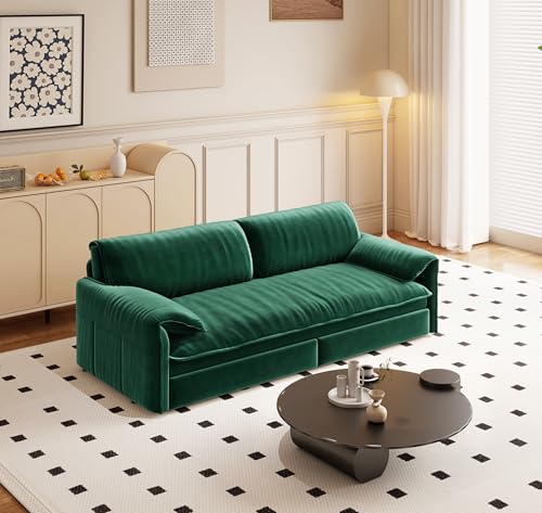Queen Size Futon Sofa Bed with 2 Pillows, Blue V9731