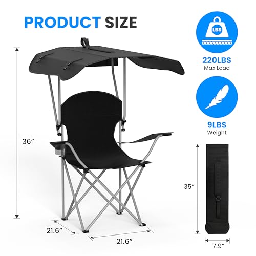 YSSOA Removable Footrest Reclining Camping Chair, Black J500901