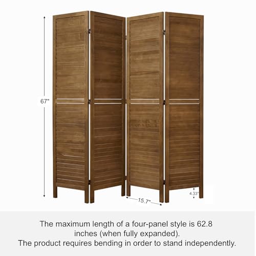 Room Partitions and Dividers, 5.6 Ft Tall Folding Wood Screen, 4 Panels S6959