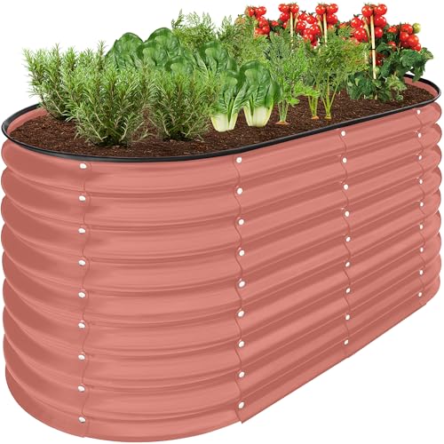 Best Choice Products 8x2x2ft Metal Raised Garden Bed Oval Planter Box for Vegetables, Herbs B5622